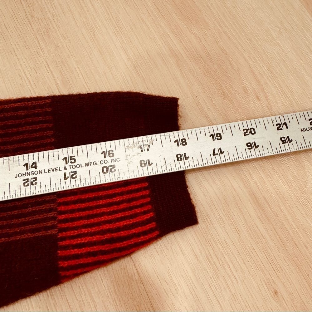 VTG! Demetre Red Cream Brown Color Block‎ Pure Virgin Wool Knit L 90s 80s Retro - Picture 8 of 9